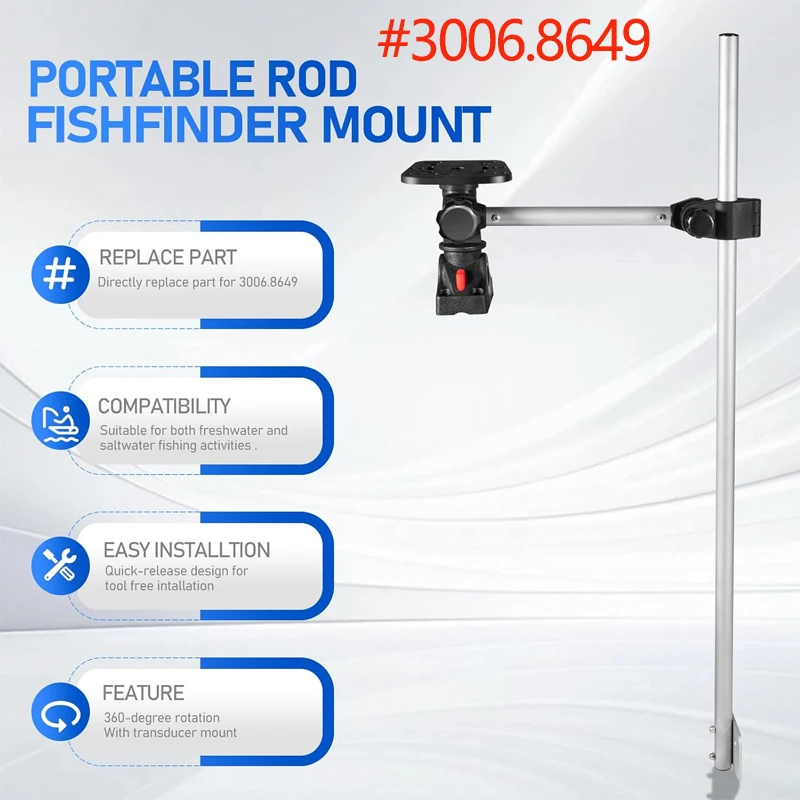 portable-rod-fish-finder-mount-holder-with-transducer-mount-30068649-compatible-with-garmin-lowrance-humminbirdand-more