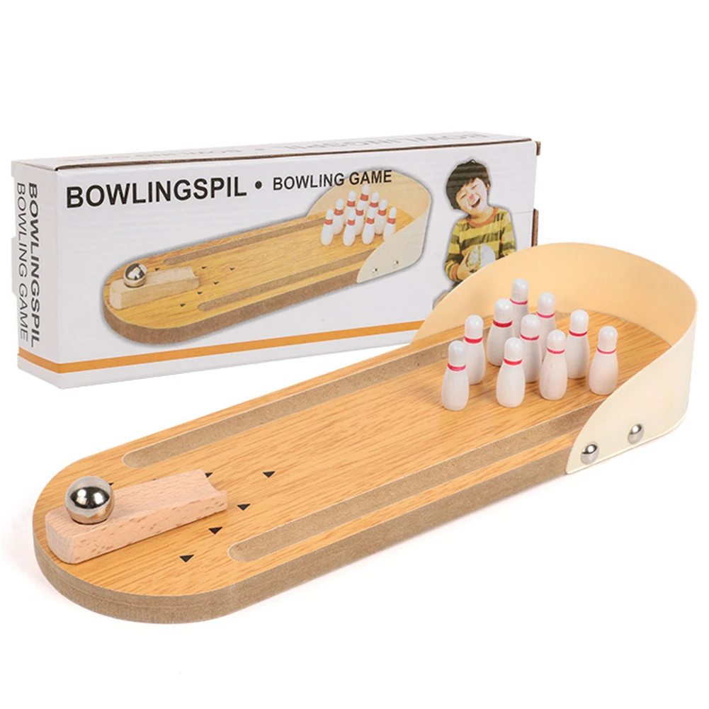 Tabletop Mini Bowling Game Set, portátil Desktop Bowling Set para família adultos e crianças, 10 pinos