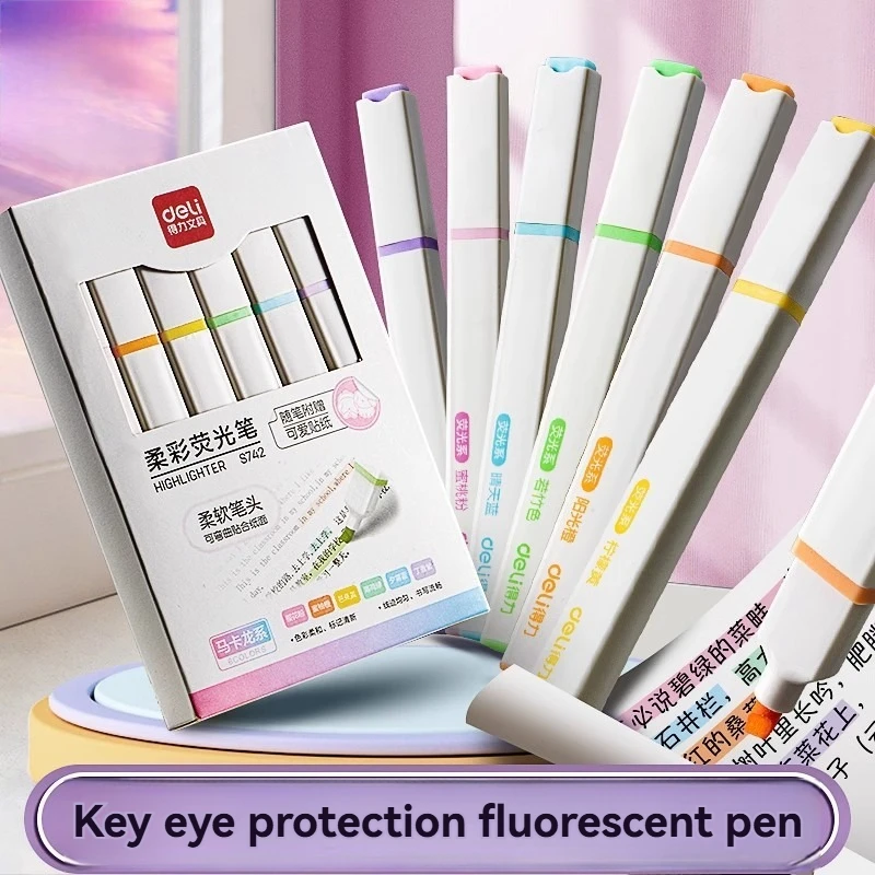 

6 шт., флуоресцентная ручка, маркировочная ручка, макарон, светлый цвет, защита глаз, мягкая головка, маркировка, цвет ключа, маркировочная ручка
