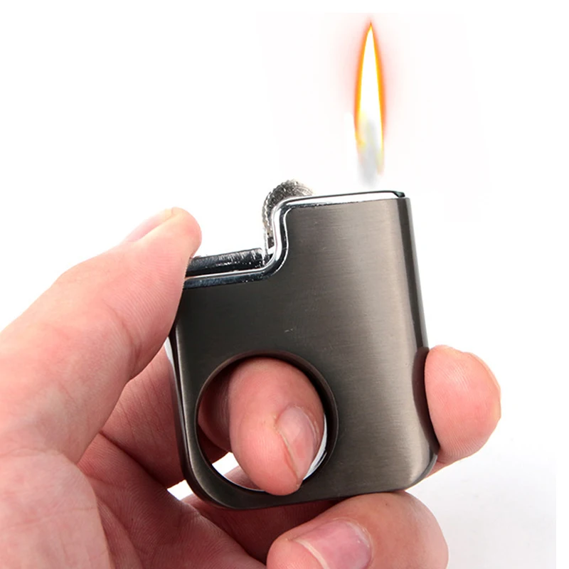 Creative Mini Fun Finger Ring Portable Metal Gas Cigarette Lighter