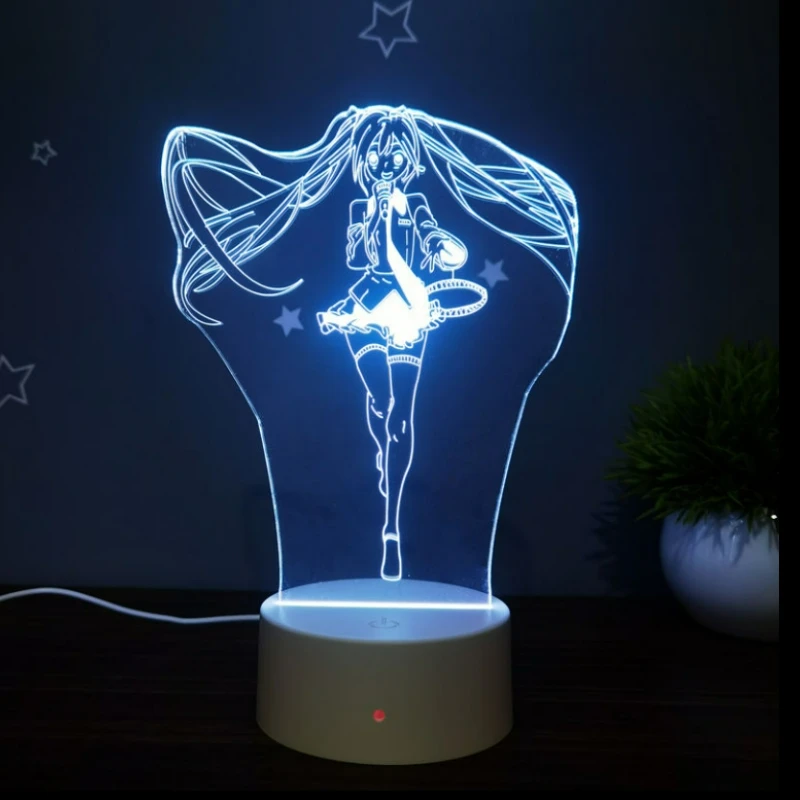 Movie Animation Hatsune Miku Peripheral Anime LED Night Light Room Night Lighting USB Charging Luminous Accessories