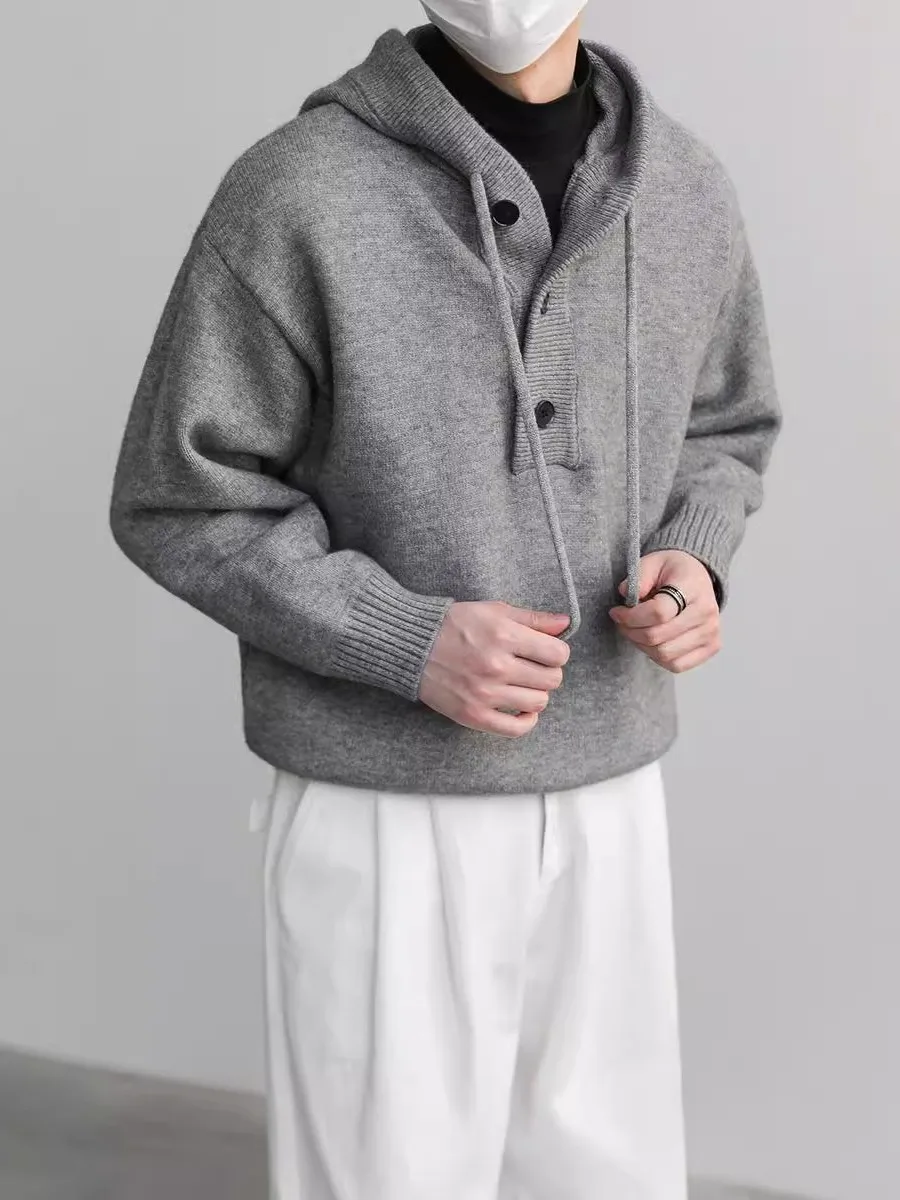 

Мужской свитер-худи свободного кроя в корейском стиле, осенне-зимний тренд, теплая повседневная одежда для дома и улицы