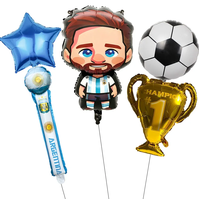 5pcs Messi Football Theme Foil Balloon Boy Birthday Party Decoration Balloon Football Club Decor Baby Shower Toy Boys Gifts