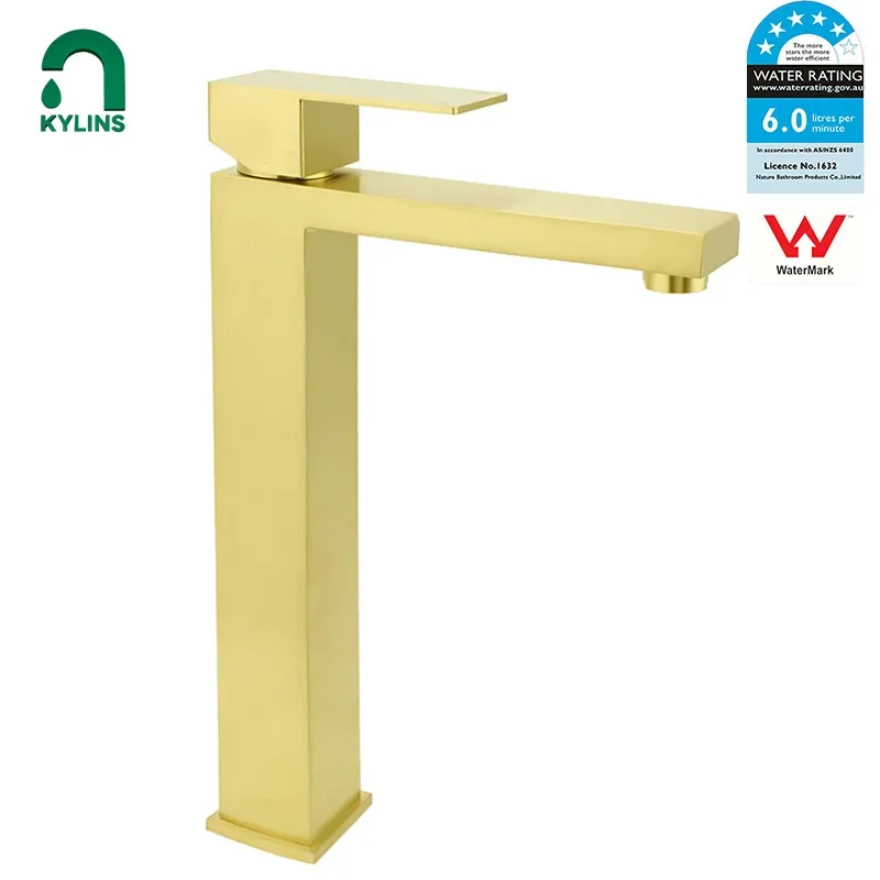 KYLINS Stainless Steel Brushed Gold Faucet Bathroom Sink Mixer WELS Water Tap for Tapware Taps Basin Faucets Bath Sinks Kit