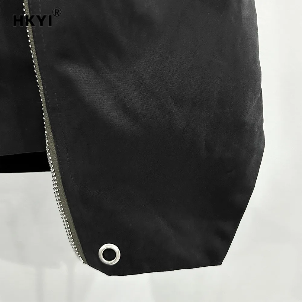 HKYI Summer Men's Large Pocket Zipper Casual Strap Wide Leg Five Point Zipper Side Pocket Shorts