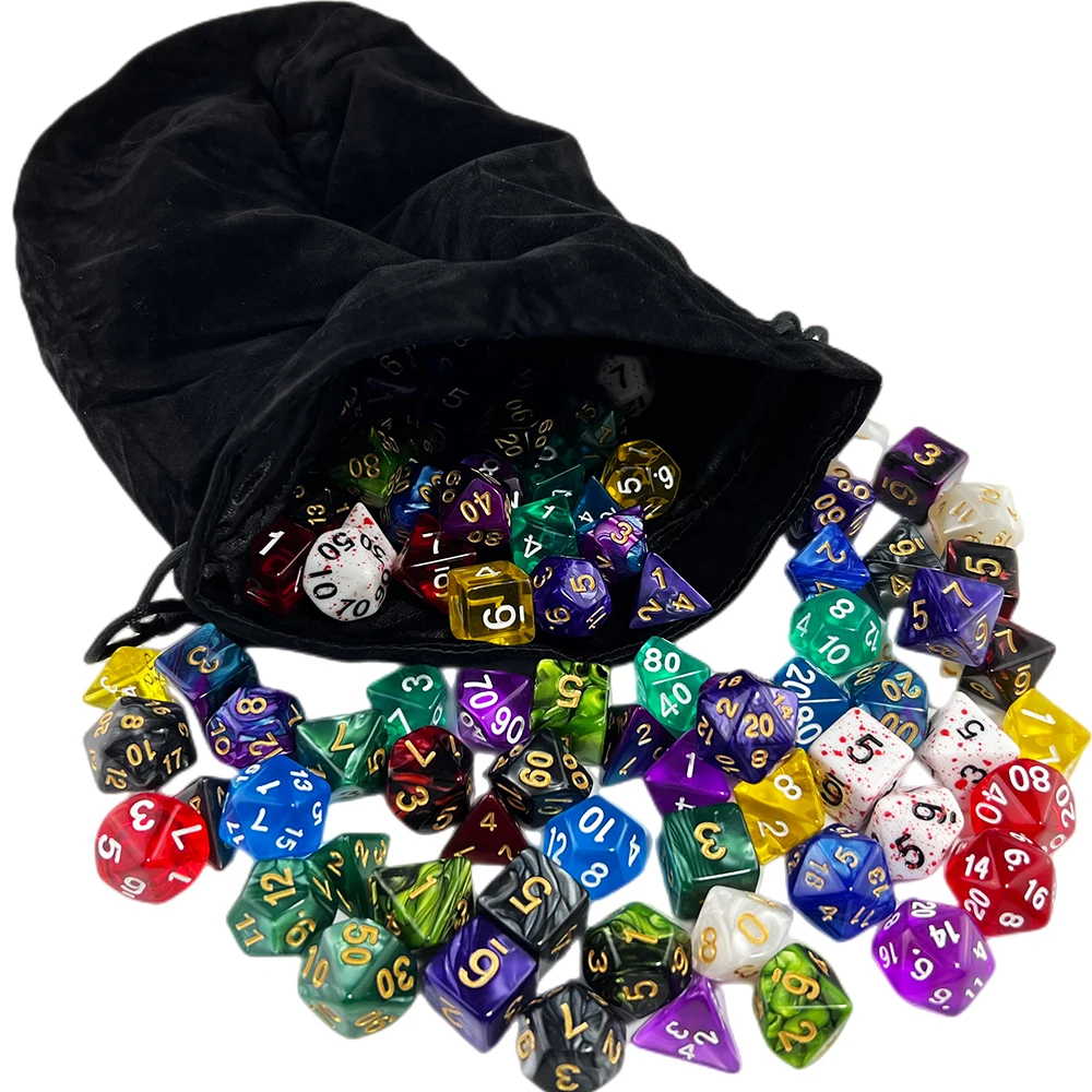 210 Pcs Multicolour Dice Set Polyhedral RPG DND Role Playing Dragons Board Game Multiple Dice with Bag