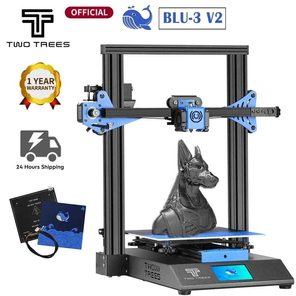 

3D-принтер Twotrees Blu-3 V2 I3 FDM, 3D печать, 3D маски, набор «сделай сам», 1,3-дюймовый цветной сенсорный экран TMC2225