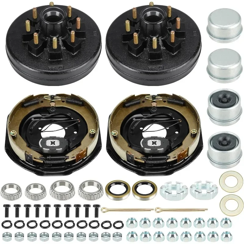 Trailer Electric Brake Drum Assembly for 7,000 lbs,8 on 6.5 Trailer Hub Drum Kit 12 x 2 inch, 8 Hole, 6.5