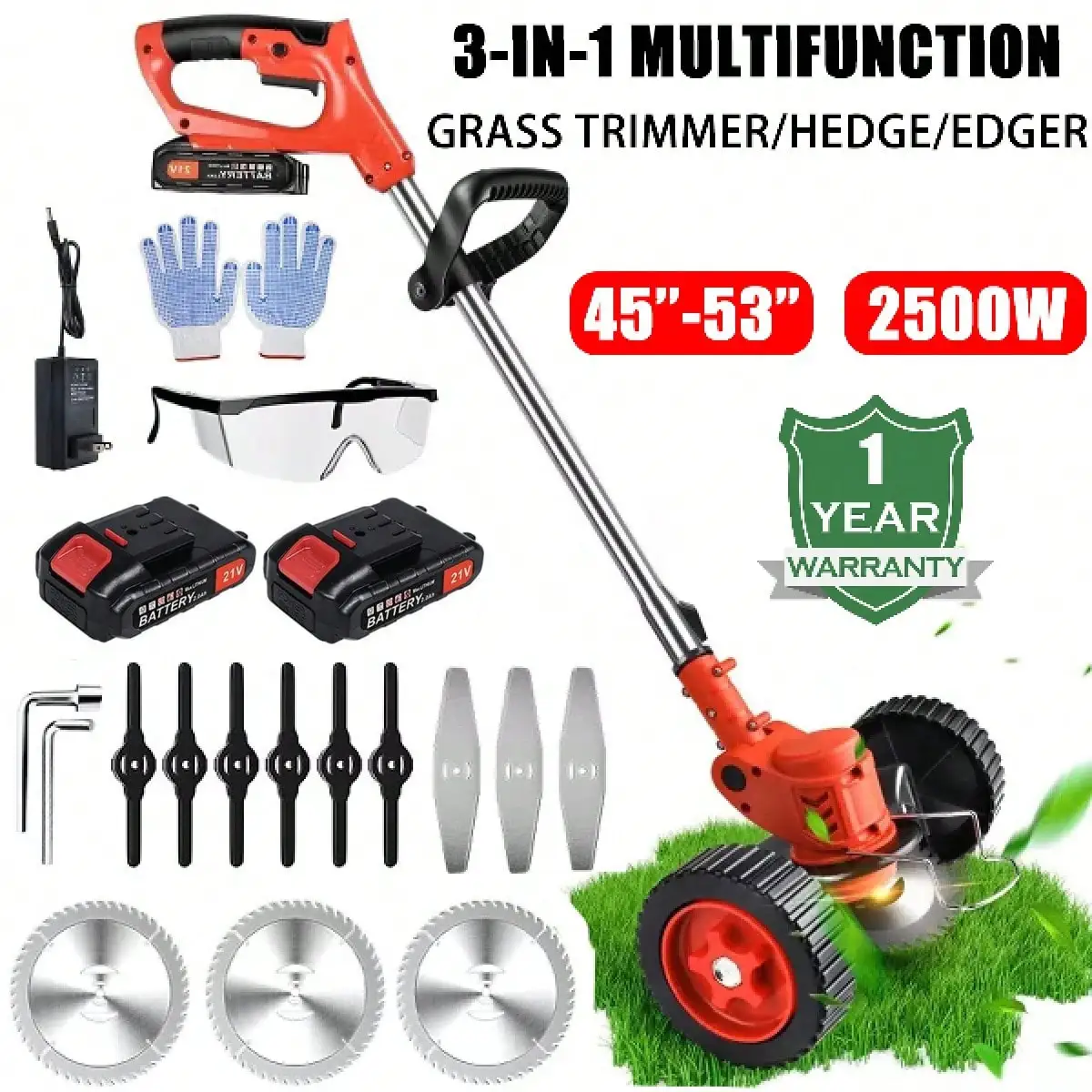 

String Trimmer, Edger Whacker Grass Eater Lawn Cutter W/2* Battery, Garden Tools (21V)