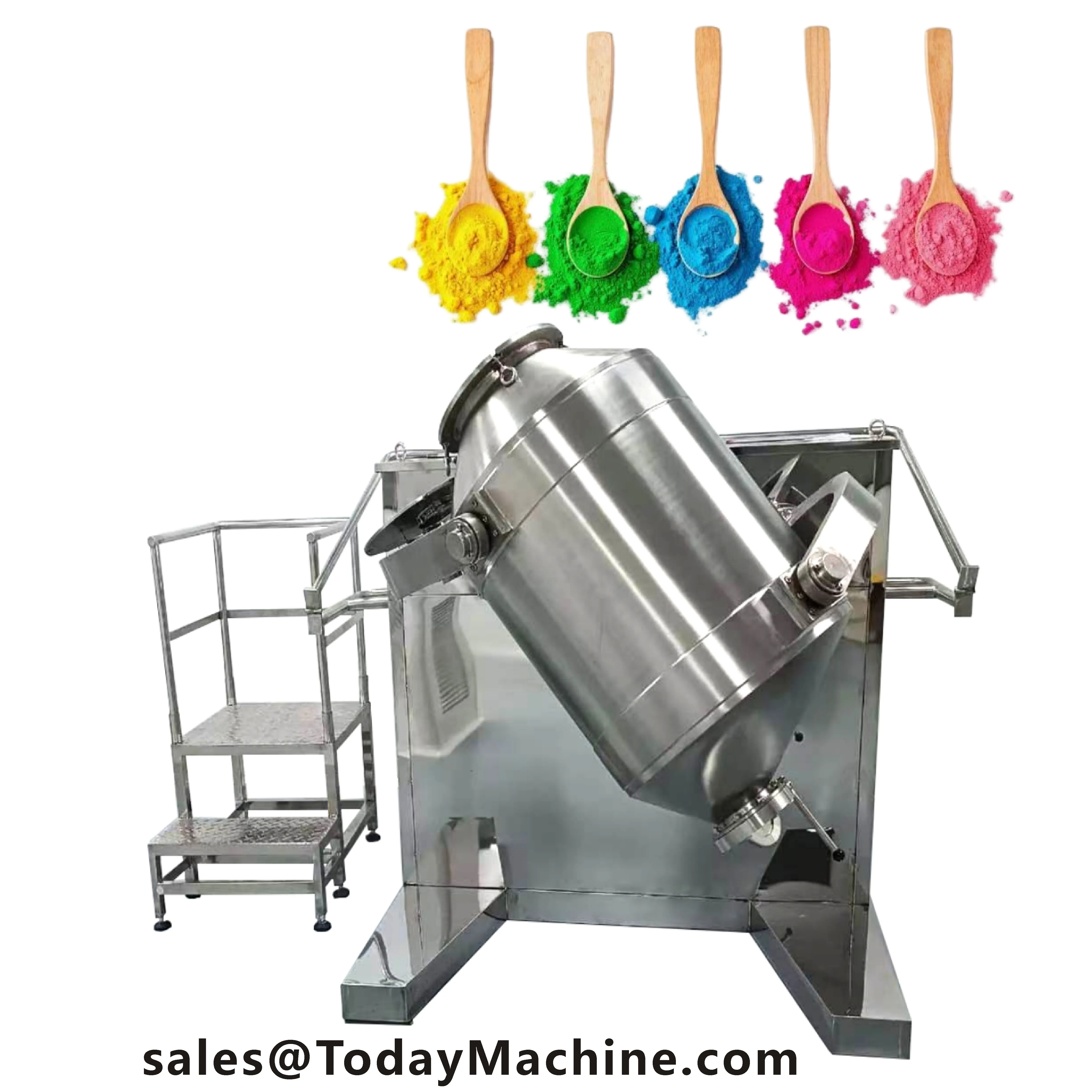 Small 3D Swing Rotating Drum Blender Stainless Steel Multi Directional Powder Mixer