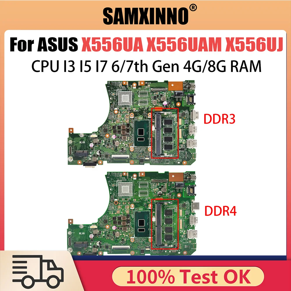 X556UA Mainboard For ASUS X556UAM X556UJ A556U X556U X556UF X556UV X556UAK Laptop Motherboard I3 I5 I7 CPU DDR3L DDR4 4GB 8GB