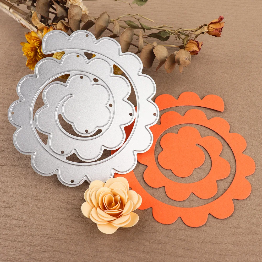 GG1629 3D Large Spiral Rolled Flower Metal Cutting Dies Garland Die Cuts for DIY Scrapbooking Crafts Paper Cards Making 2023 New