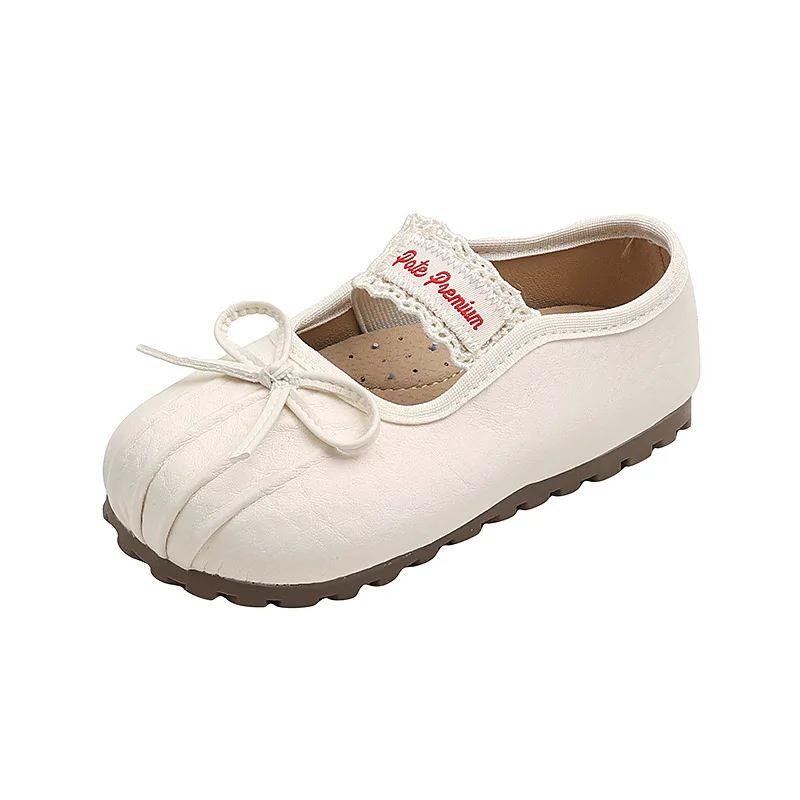 2025年秋新作 子供用レザーシューズ 女の子向け 韓国風 ソフトボトム 滑り止め 多用途 シック プリンセスシューズ