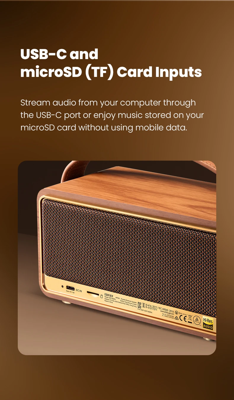 EDIFIER MP330 40W RMS Tragbarer Bluetooth-Lautsprecher Hi-Res Audio 360 ° Sound Bluetooth 6.0 19 Stunden Spielzeit Stereo-Kopplung Multi-Input – Detail 8