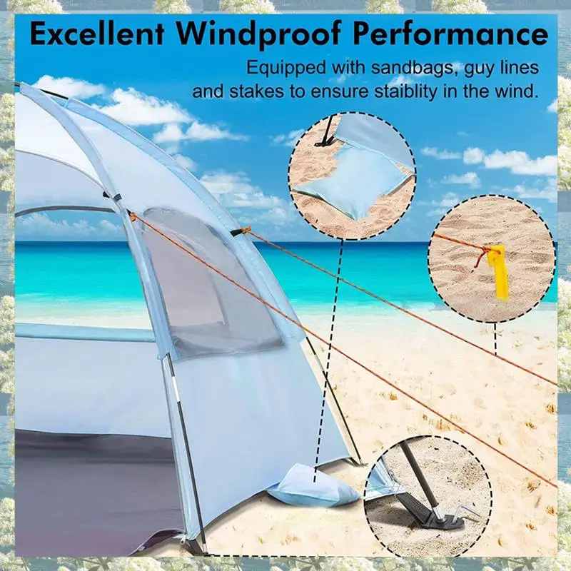 

Beach Tent Sun Shelter With Breathable, Portable Outdoor Camping Tent Shade Canopy For Beach & Camping