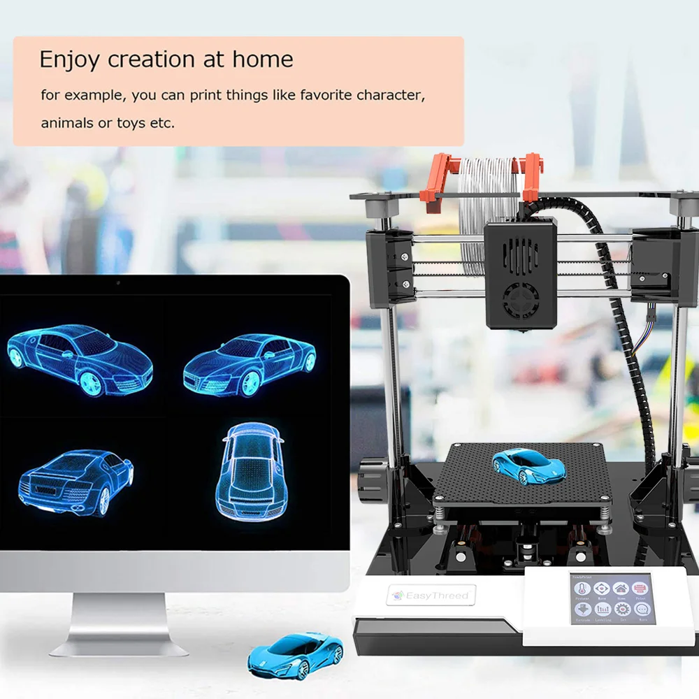 ماكينة الطباعة المكتبية easytree K6 FDM ، طابعة ثلاثية الأبعاد ، FDM ، حجم الطباعة مع تحكم بشاشة تعمل باللمس ، بطاقة TF ، USB ، 100x100x100mm