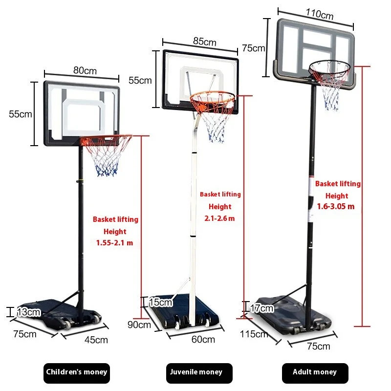Outdoor Movable Hoop Stand Adjustable Children, School, Indoor Training Standard Basketball Hoop