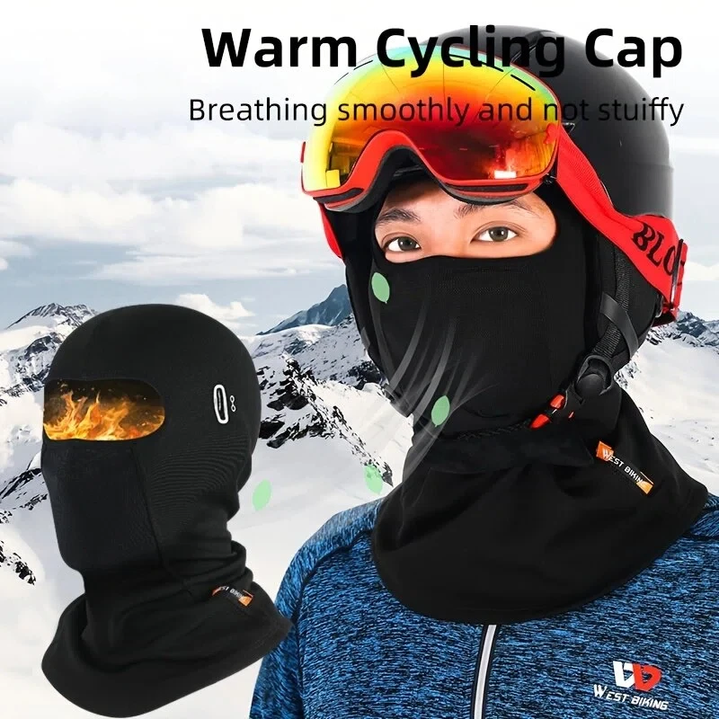 Warme Sturmhaube, langfristige Wärme-Fahrradkappe, atmungsaktiv, Vollgesichtsmaske, Halsmanschette, winddicht, kältebeständig, Brillenloch, Herren und Damen