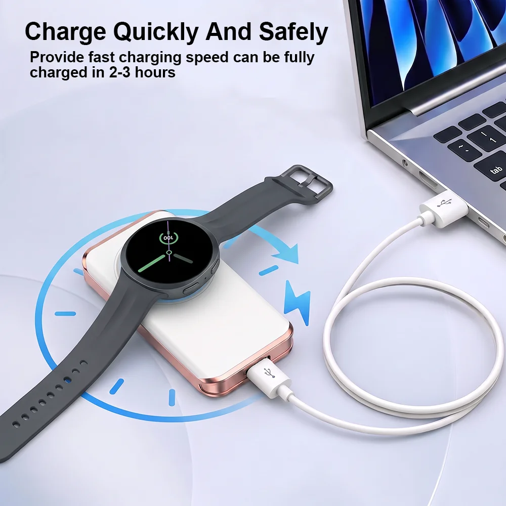 Do zegarków Samsung Galaxy Watch 9/8/7/6 Classic 5 Pro 4/3 Active 2: ładowarka USB-C, stacja szybkiego ładowania, bezprzewodowa ładowarka magnetyczna typu C. — zdjęcie produktu 5