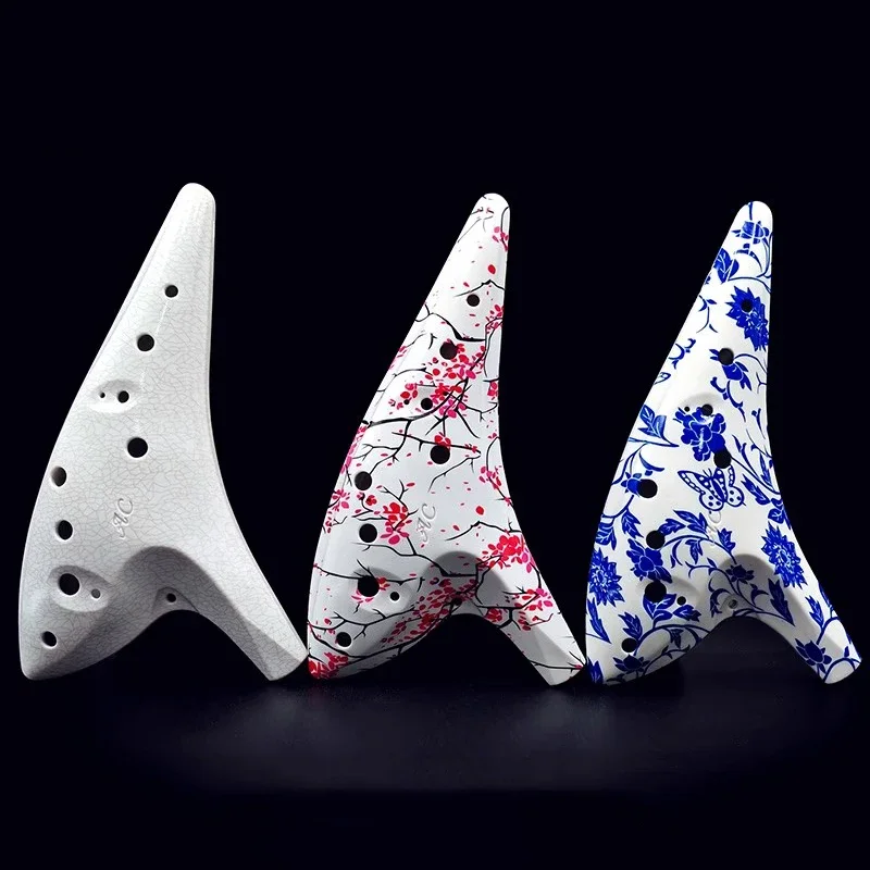 Ocarina de resina de 12 agujeros, afinación de CA para principiantes, Ocarinas de grano de madera, llave profesional Alto C, Ocarina, instrumentos musicales, regalos para niños