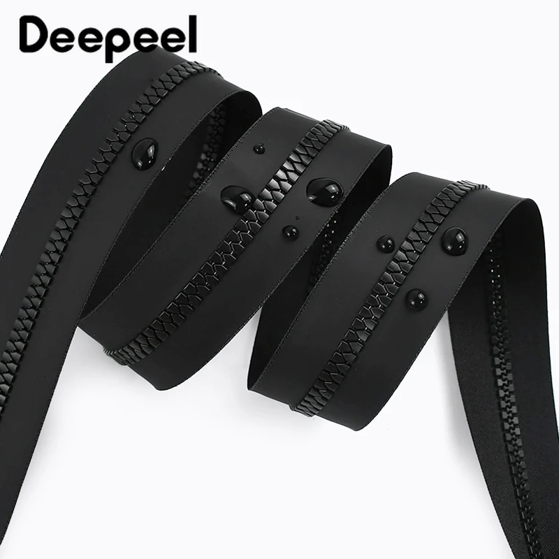 

1-5M 5# 8# Waterproof Resin Zippers Tape Black Invisible Sewing Zipper By Meters Tent Jacket Bag Zip Repair Kit DIY Accessories