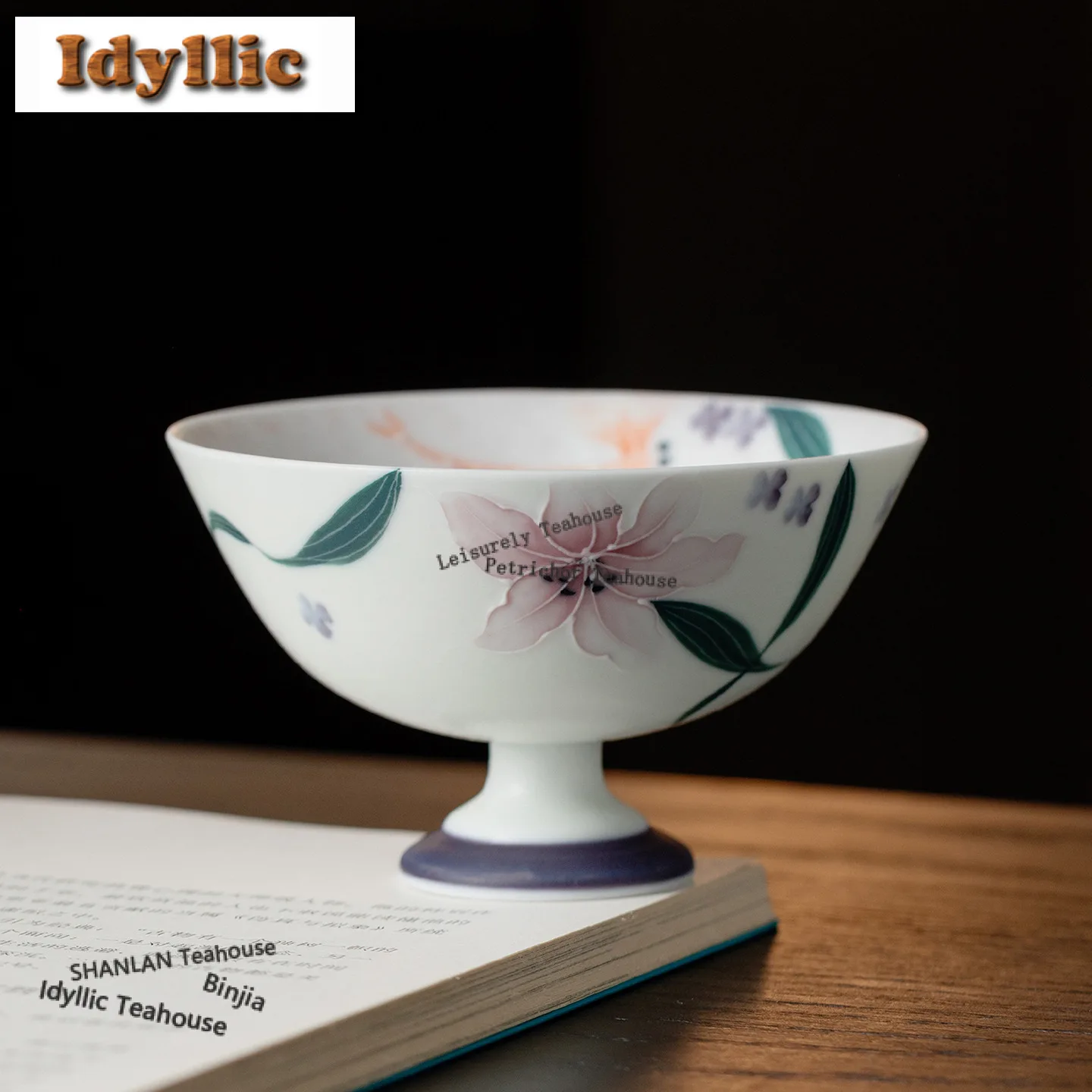 

Чайная чашка 90 мл, фиолетовая, с ручной росписью в виде бабочки-цветочницы, на высокой ножке, роскошная чайная чаша, одиночная чашка для дегустации чая, чаша для медитации, чаша чазан, мастер-чаша