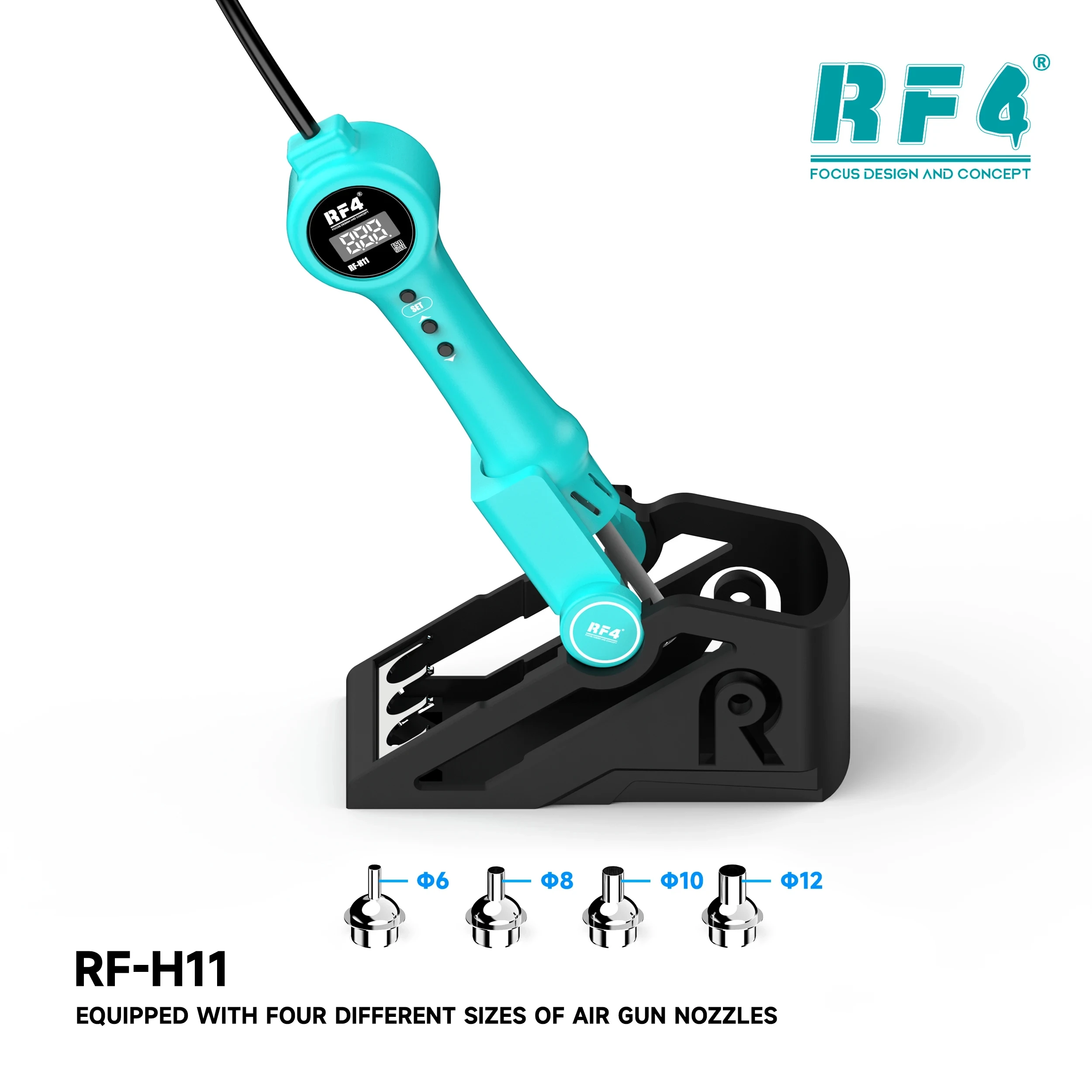 

RF4 RF-H11 Intelligent Hot Air Gun Station Tools Precise Temperature Control Wind Nozzle Storage Can Be Stored After Disassembly
