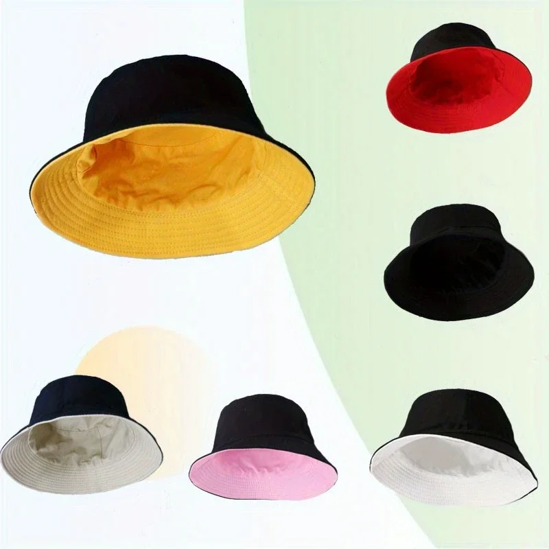 

Double Sided Solid Color Fisherman's Hat Versatile Fashionable Trend Sun Hat Breathable Sunshade Lightweight Outdoor Sport Hat