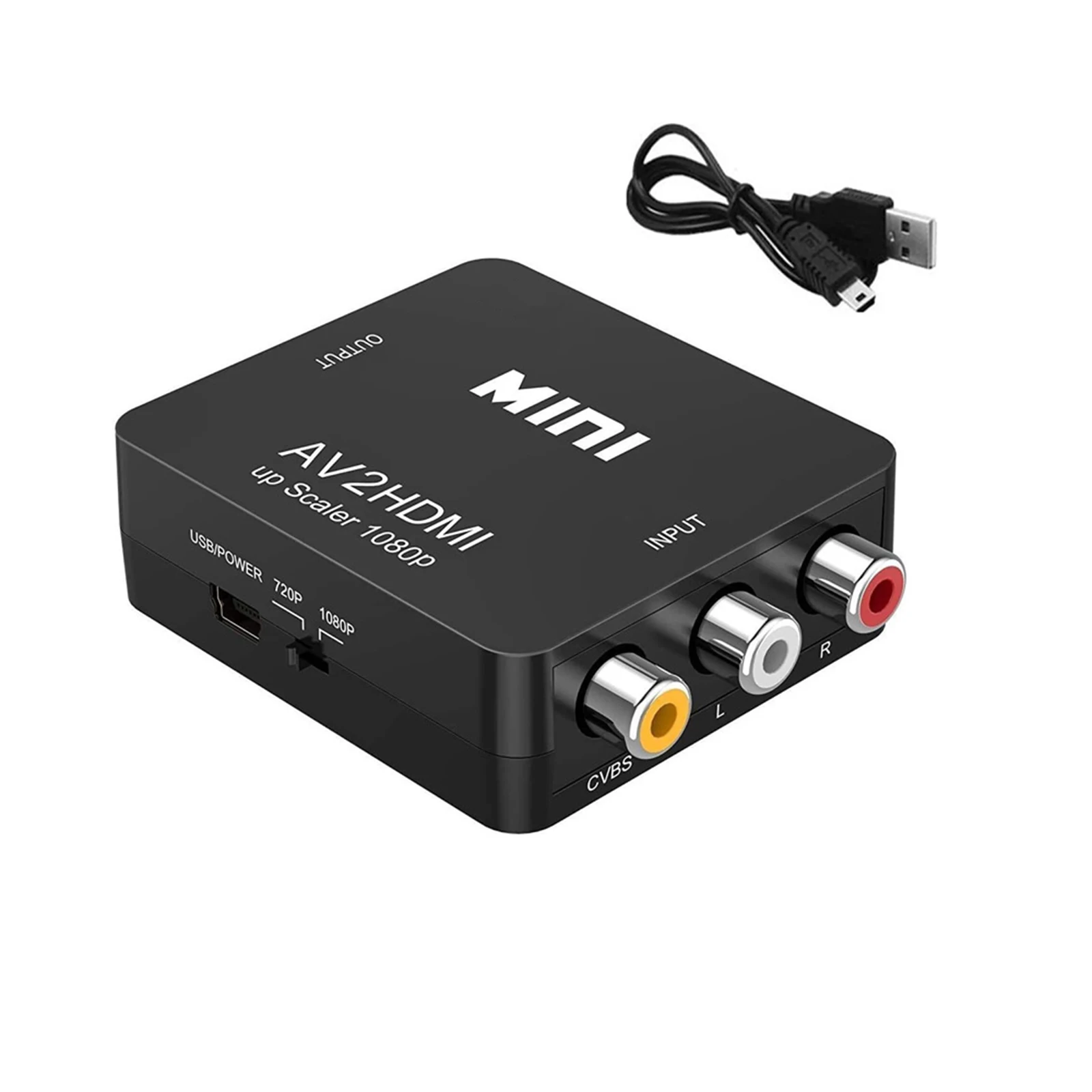 1080P RCA To HDMI-compatible HD to AV Composite Adapter Converter AV2HD Audio Video Cable CVBS AV Adapter with USB Cable