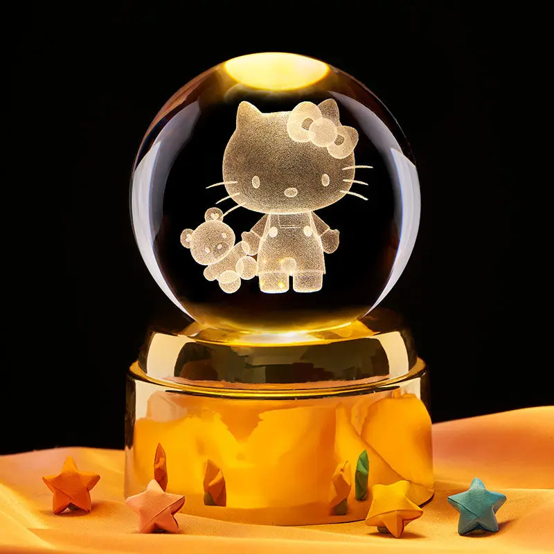 Hello Kitty อะนิเมะอุปกรณ์ต่อพ่วงสร้างสรรค์การ์ตูนแกะสลักมูลค่าเดสก์ท็อปเครื่องประดับ Dimming ห้องนอน Night Light แฟนของขวัญ