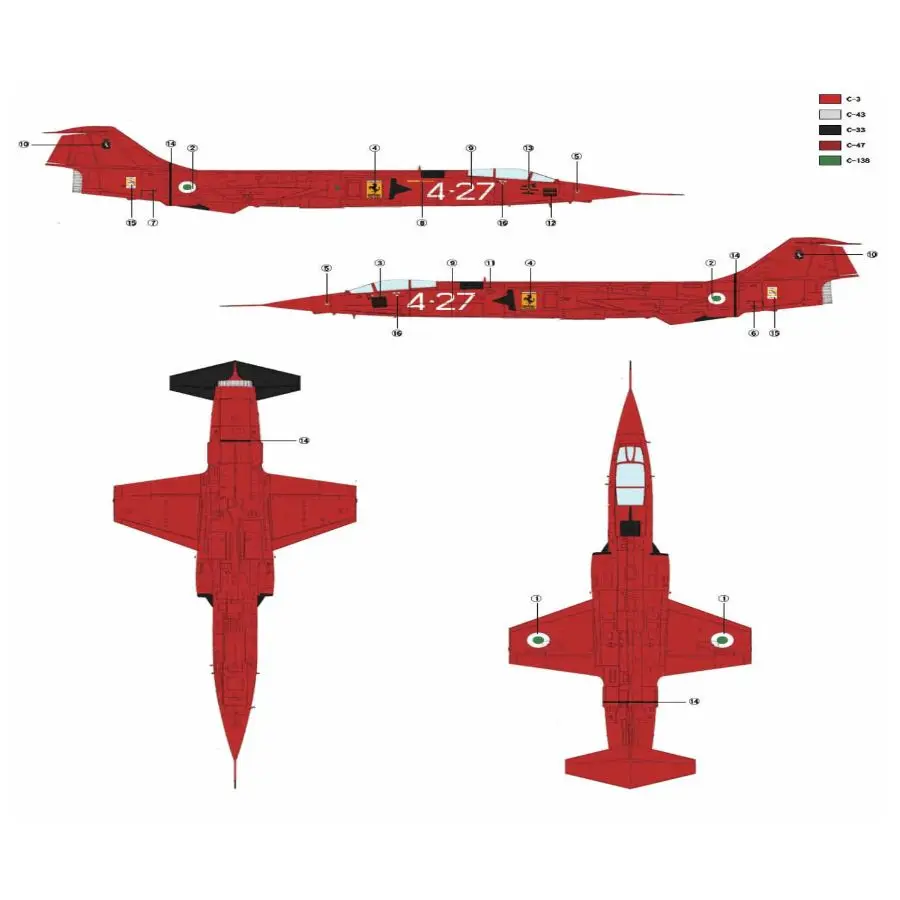 KINETIC K48176 1/48 F-104S Italian Racing Red Fighter Assembly Model Kit