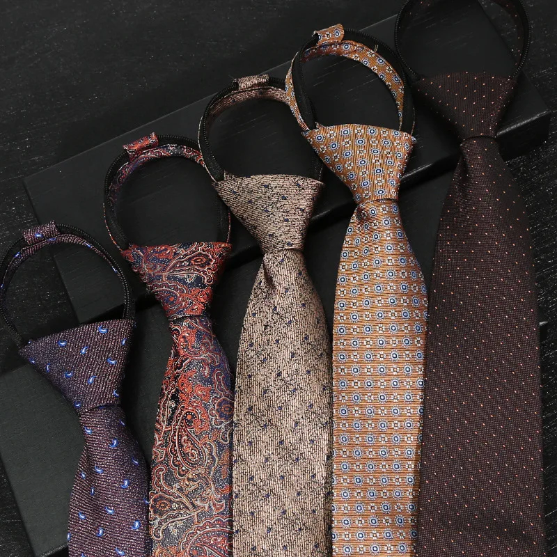 

Женские роскошные коричневые галстуки, мужское торжественное платье, ленивый галстук, джентльмен, 8 см, полосатый галстук на молнии с узором пейсли, костюмы, аксессуары, галстук, подарки