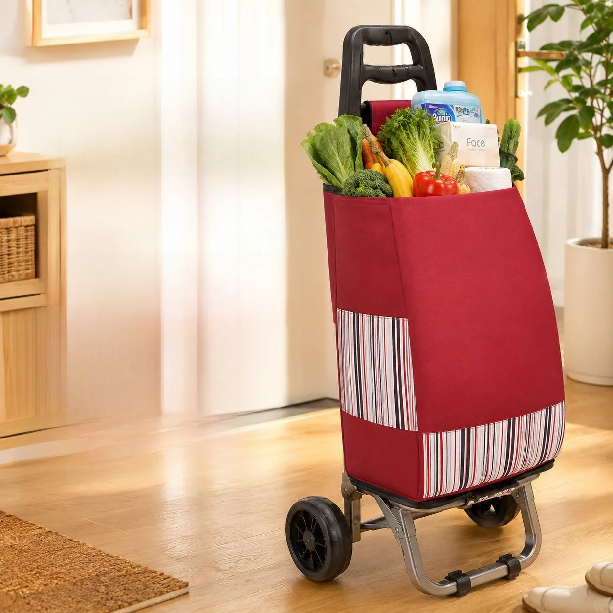 ポータブル折りたたみショッピングカート高齢者用手引き野菜買い物カート階段登り旅行用カート家庭用トレーラー