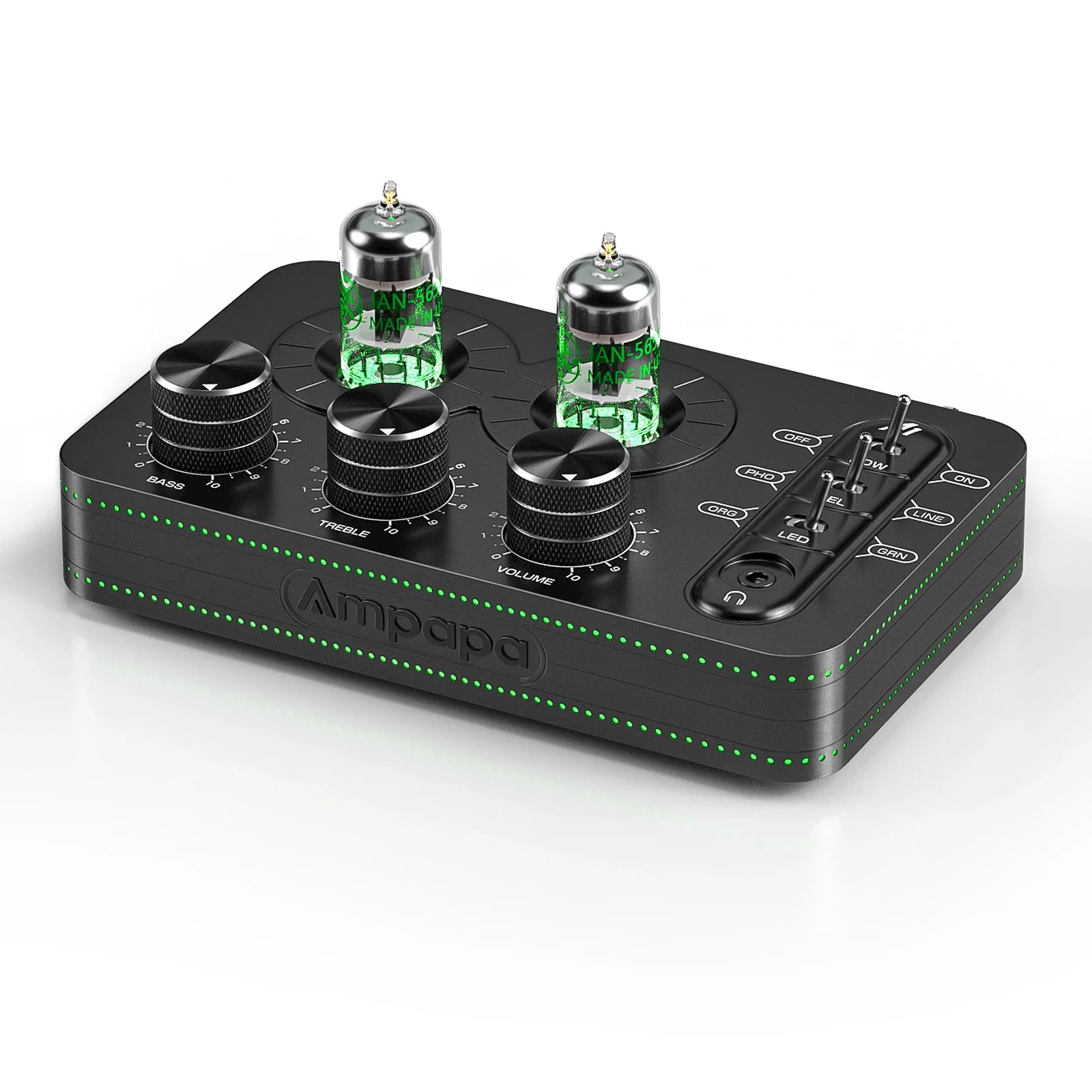 Ampapa A1 HIFI GE5654 Vacuum Tube Phono Preamp for Turntables Stereo Valve Audio Preamp Headphone Amplifier w/Tone Control