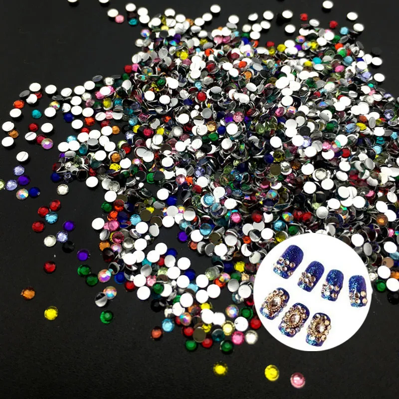 2MM mezcla de colores puntas 3D taladro plano diamantes de imitación piedra Nail Art DIY accesorios de joyería decoración artística de uñas de cristal 400 unids/bolsa