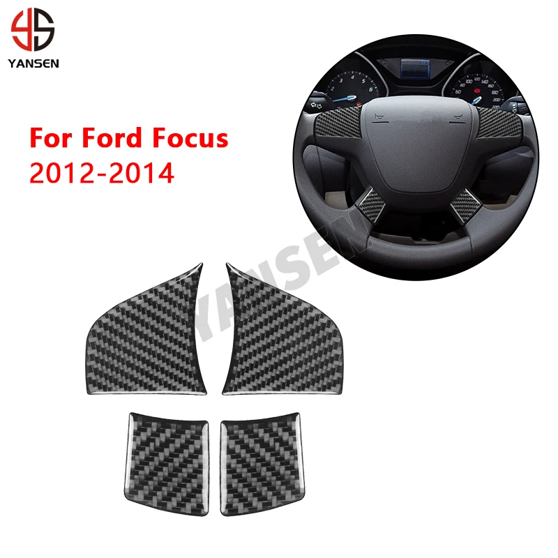 

Car Steering Wheel Buttons Panel Trim Decoration Carbon Fiber Cover Sticker For Ford Focus 2012 2013 2014 Accessories
