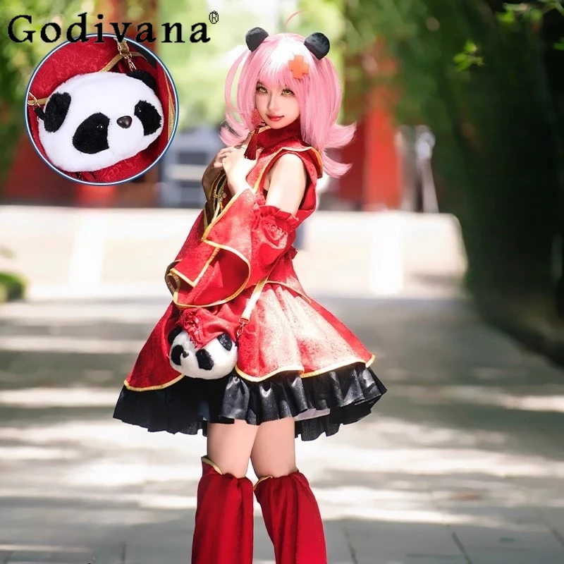 

Cosplay Costumes Anime Skirt Set Women Cosplay Red Cheongsam Skirt Suit Girls Halloween Carnival Uniforms Party Outfits