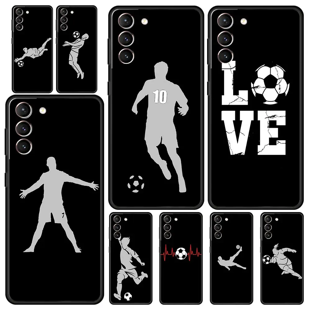 Football Player Soccer Art Phone Case For Samsung Galaxy S24 S23 S22 5G S20 Ultra S21 FE S10 S9 Plus S10E S8 Lite 20 Soft Cover