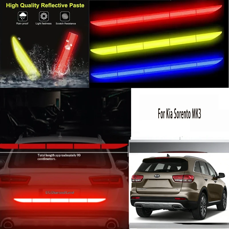 

For Kia Sorento MK3 1pcs Reflective Warning Safety Tape-Car Trunk Anti-Collision