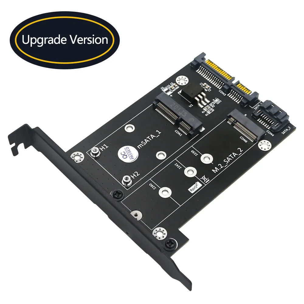 

2 in 1 mSATA / M.2 NGFF SSD to dual SATA3 Converter Adapter Card with full height profile bracket Three options