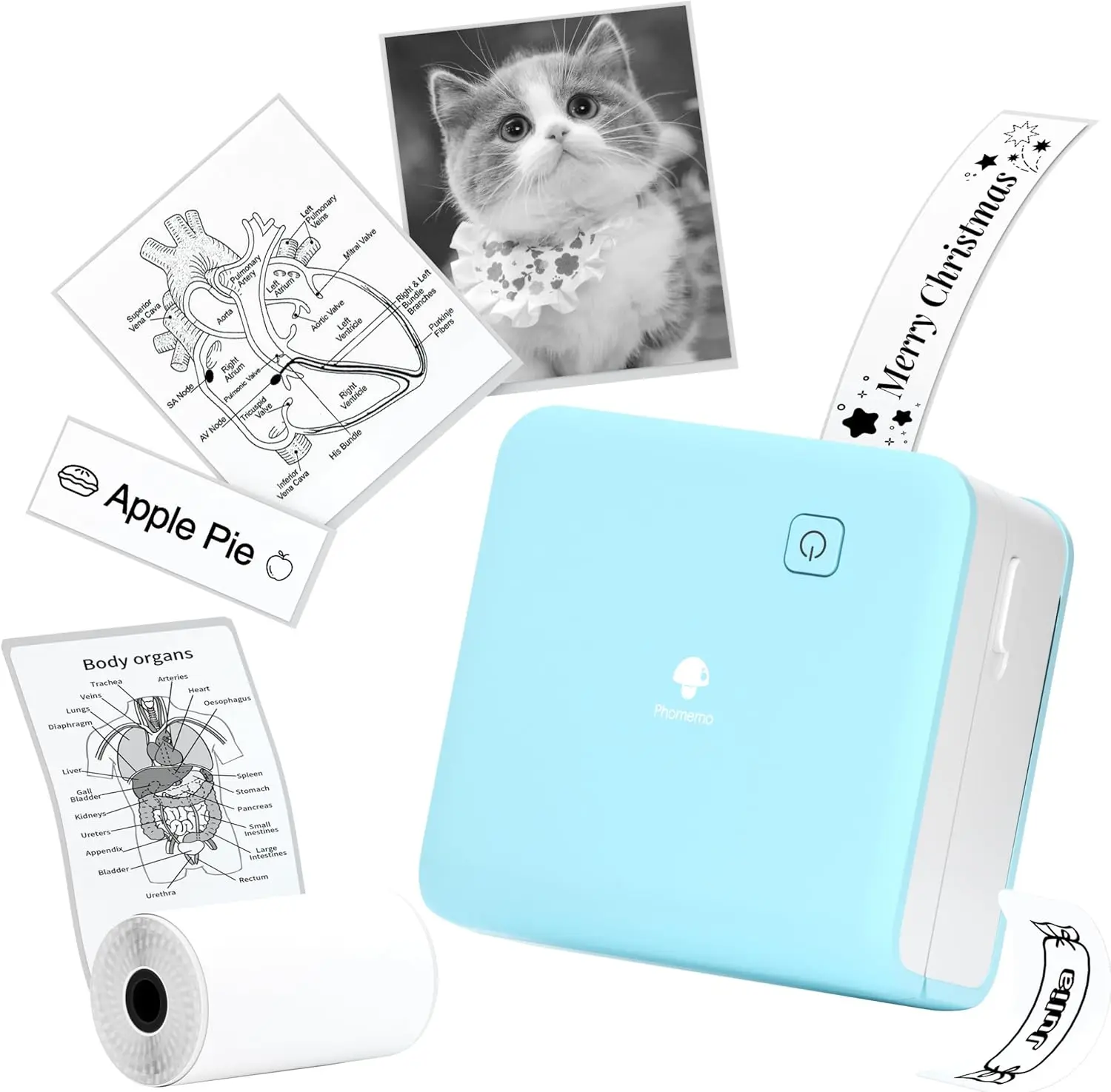 Mini Sticker Printer 300dpi Bluetooth Thermal Pocket Maker for Photo, Study Notes, DIY Cards, Travel, Work