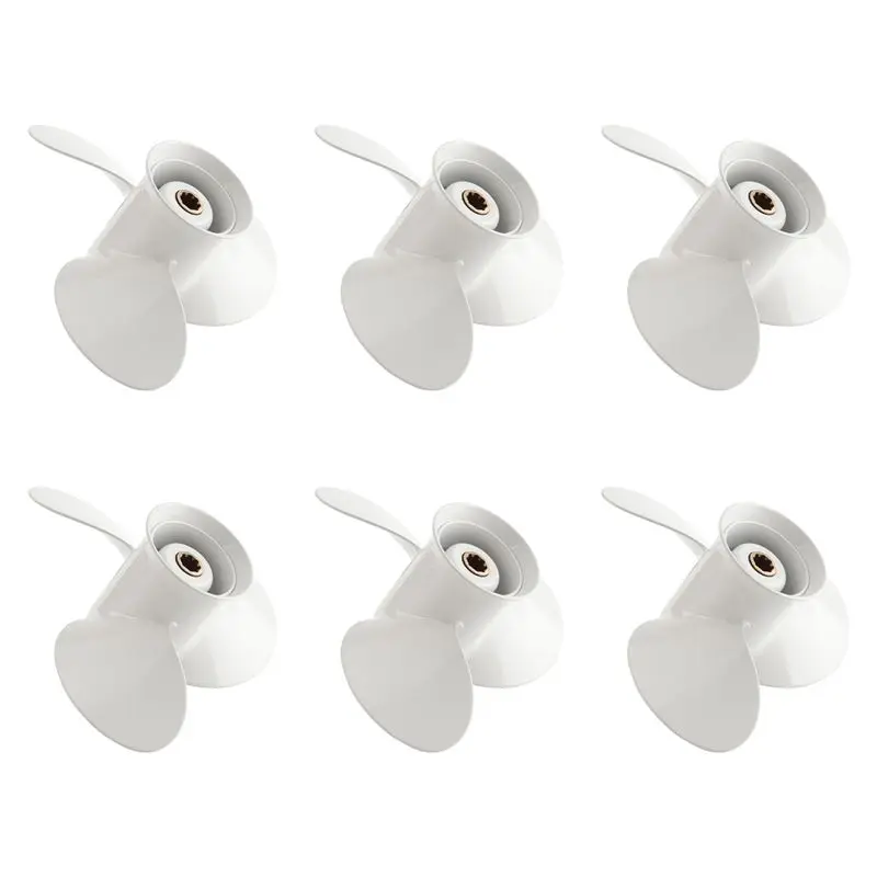 6Pcs 9 1/4 X 9-J New Aluminum Alloy 3 Blade Outboard Propeller For 9.9-15Hp-A08Q