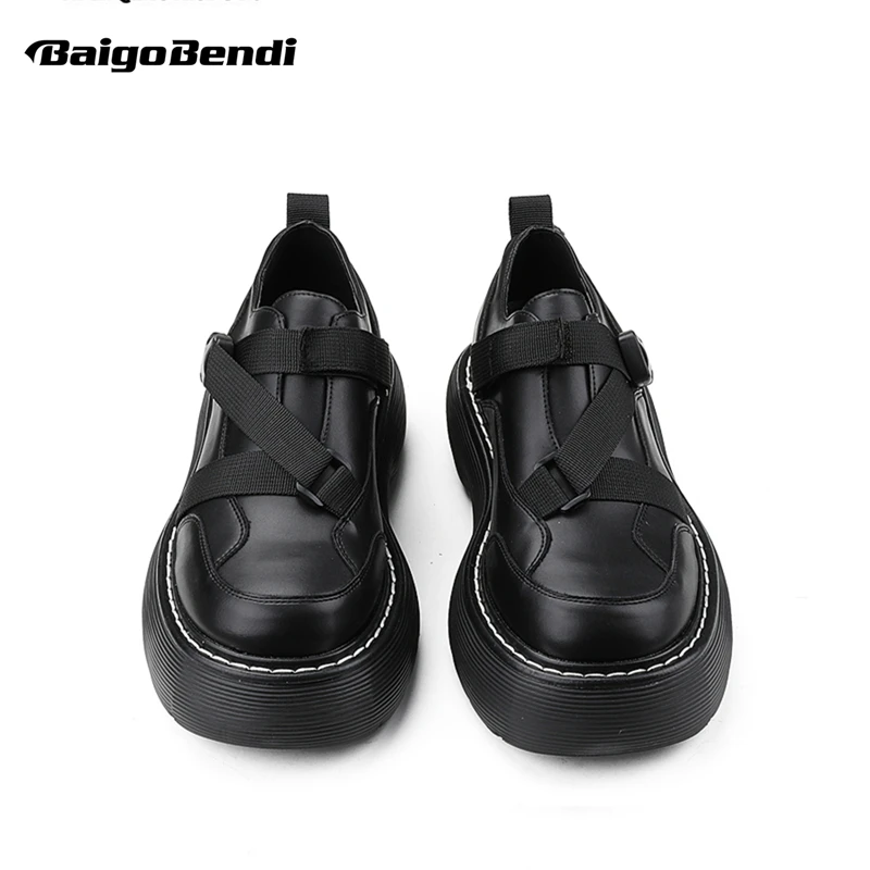 Brand New Special Design Men\'s Casual Big Round Toe Oxfords Thick-sole Trendy Man Fashion Height Increase Shoes