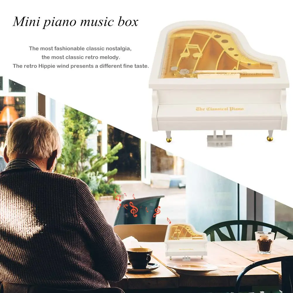 Piano Model Music Box Birthday Presents Mechanical Music Box Holiday Supplies Household Mini Ornaments for Souvenirs Decorations