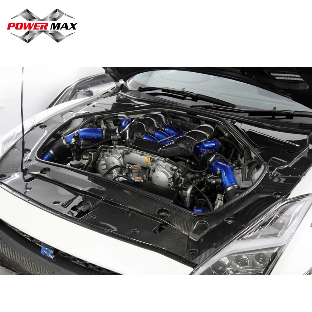 

Крышка охлаждения двигателя из углеродного волокна, открывающаяся крышка панели для Nissan GTR r35, крышка батарейного отсека 2008-2020