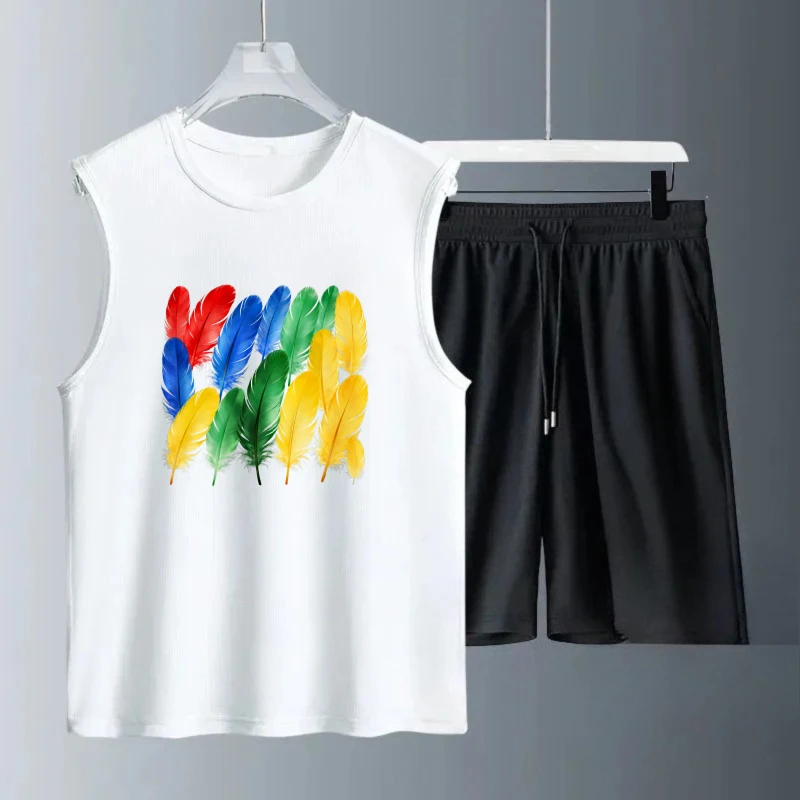 

Men's Tank top Sets Breathable men's chandals Short Sleeve+ Shorts football Fashion Polyester Men's summer clothing Summe