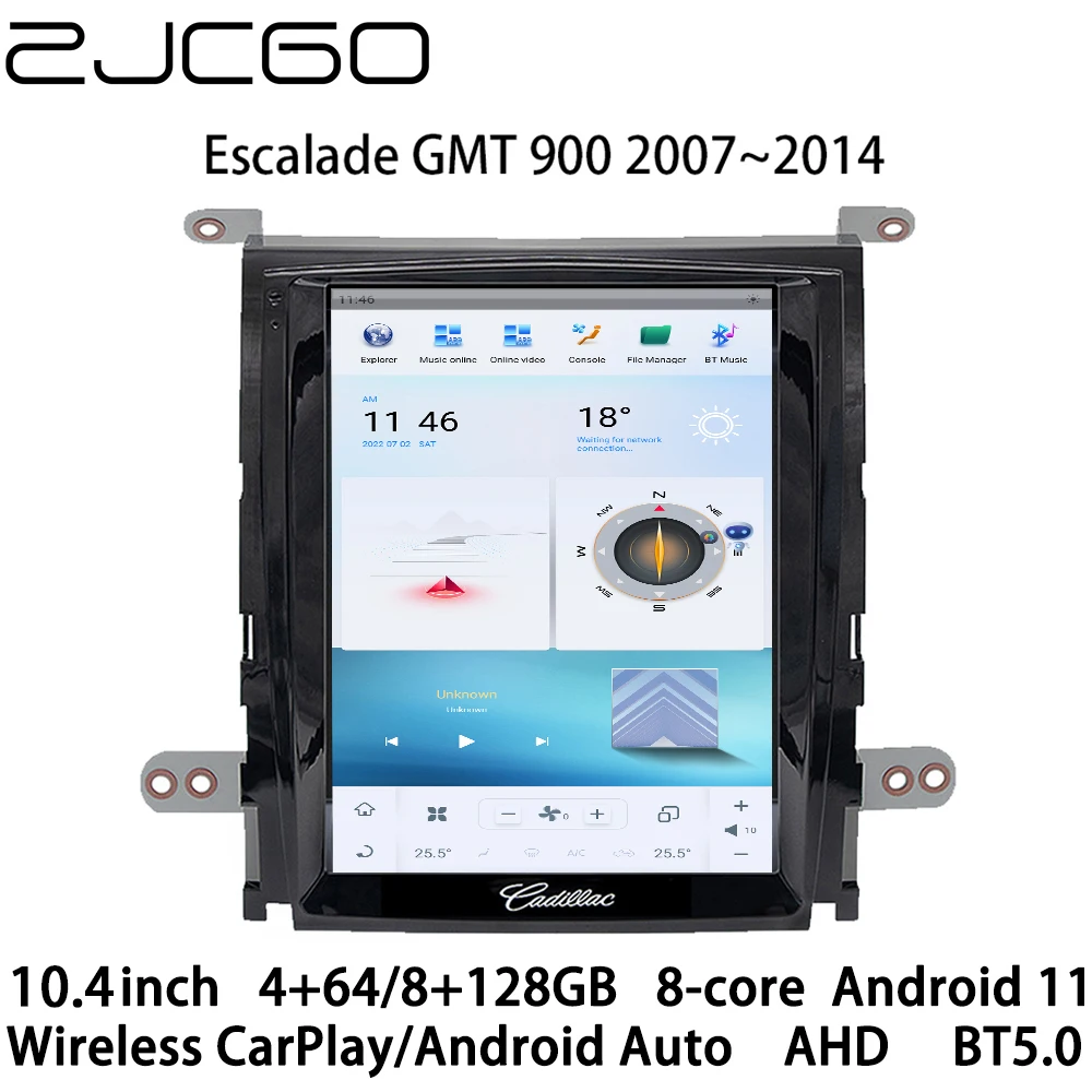 

ZJCGO Автомобильный мультимедийный плеер стерео GPS радио навигация NAVI 8 Core Android 11 экран для Cadillac Escalade GMT 900 2007 ~ 2014