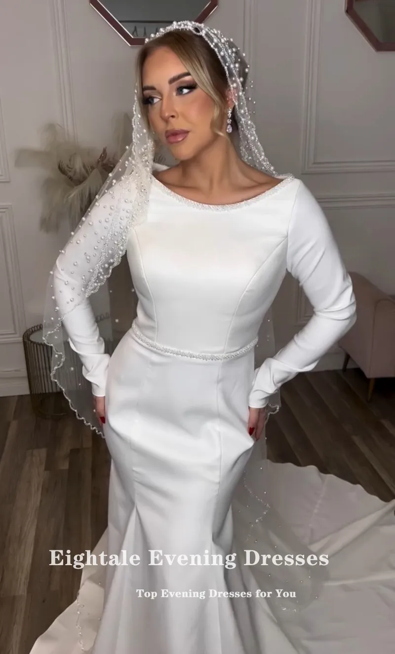 Eightale арабское свадебное платье без бретелек по индивидуальному заказу цвета слоновой кости из атласа со складками плюс размер свадебное платье русалка невесты вечернее платье