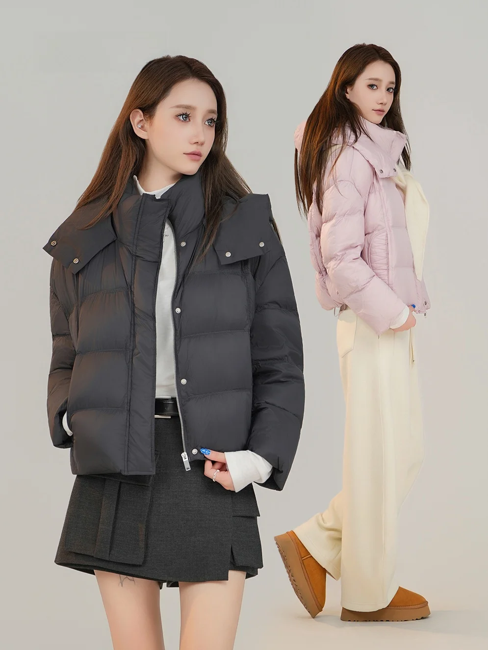 

Новая женская куртка VIAIOVY2025 с воротником-стойкой, наполнителем из 90% пуха, укороченная, теплая, повседневная, из нейлоновой ткани, на молнии