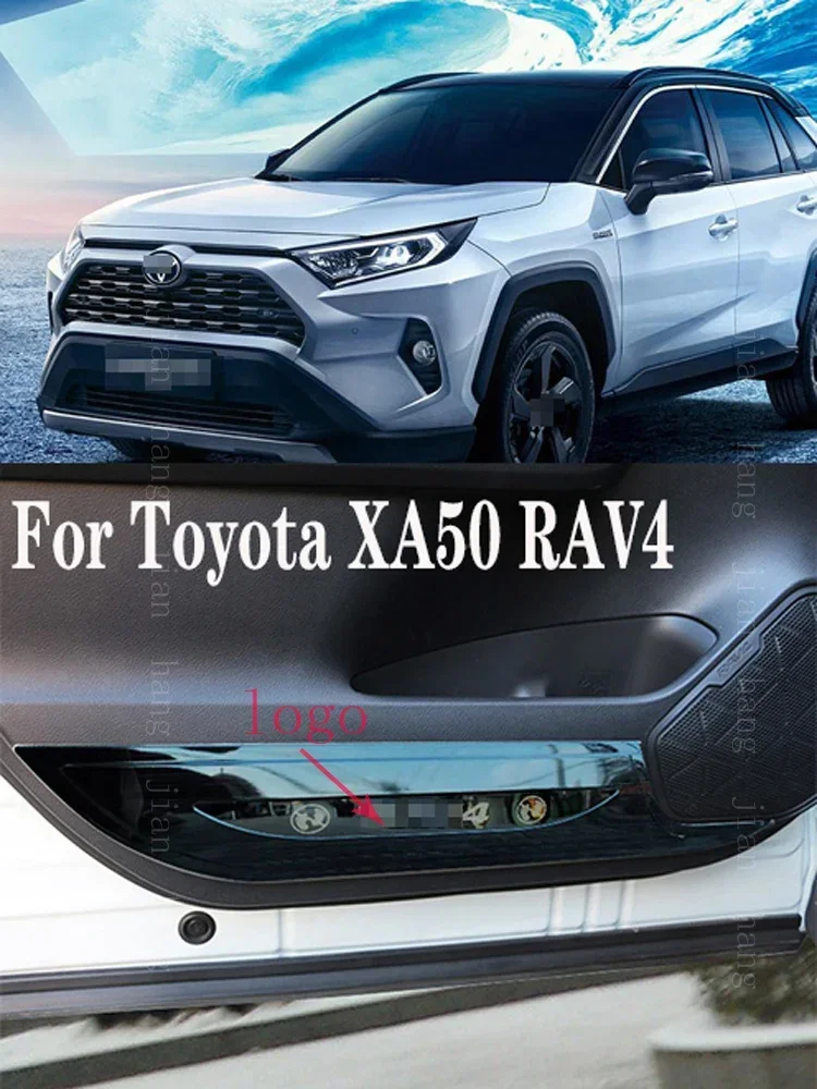 For Toyota XA50 RAV4 door anti-kick pad  RAV4 stainless steel side door protection anti-scratch pad 2014-2021 version auto parts